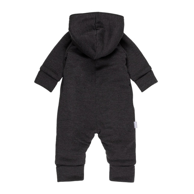 Cotton-Lined Merino Wool Baby Overall – Dark Grey