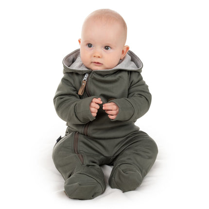 Cotton-Lined Merino Wool Baby Overall – Khaki