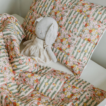 Cotton Quilted Patchwork Blanket + Pillow Set Large - Green Garden