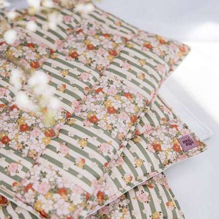 Cotton Quilted Patchwork Blanket + Pillow Set Large - Green Garden