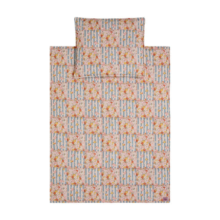 Cotton Quilted Patchwork Blanket + Pillow Set Small - Summer Garden
