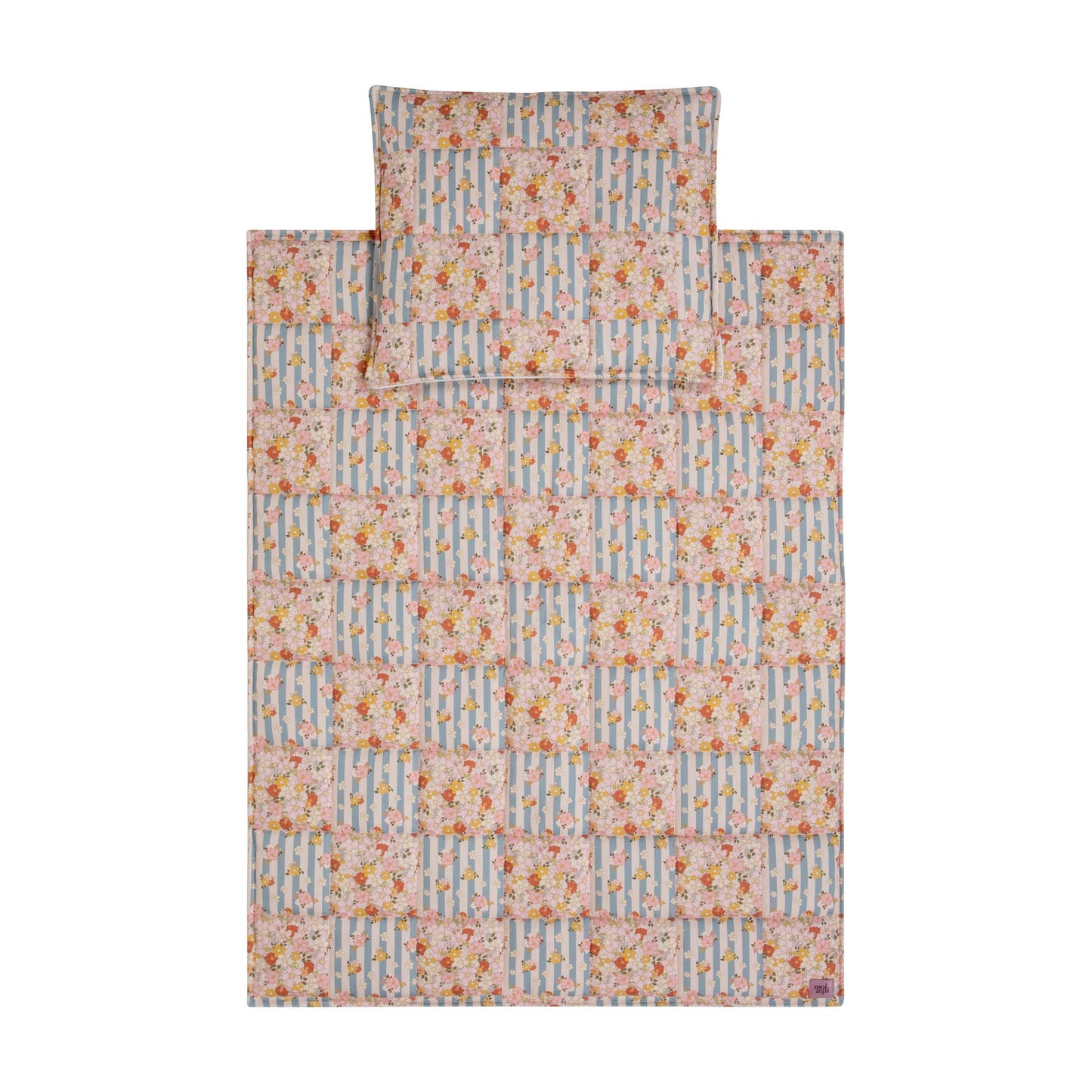 Cotton Quilted Patchwork Blanket + Pillow Set Small - Summer Garden