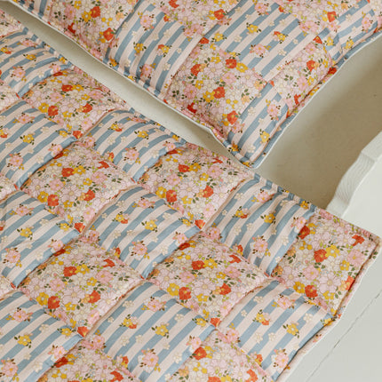 Cotton Quilted Patchwork Blanket + Pillow Set Large - Summer Garden
