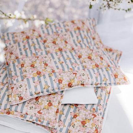 Cotton Quilted Patchwork Blanket + Pillow Set Small - Summer Garden
