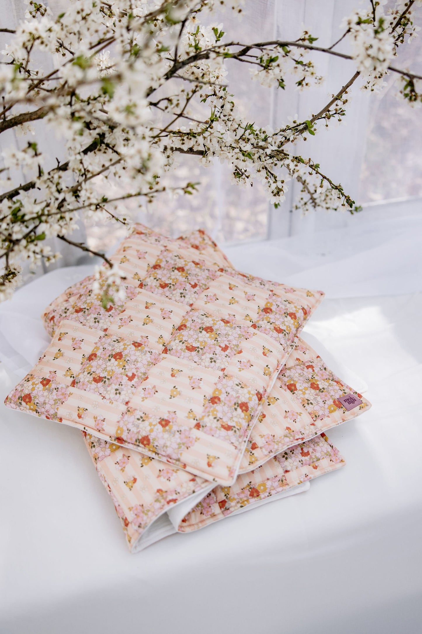 Cotton Quilted Patchwork Blanket + Pillow Set Large - Spring Garden