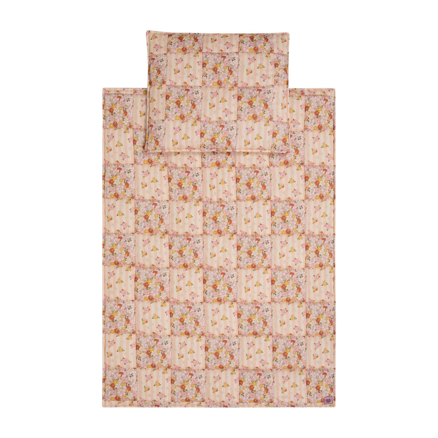 Cotton Quilted Patchwork Blanket + Pillow Set Small - Spring Garden