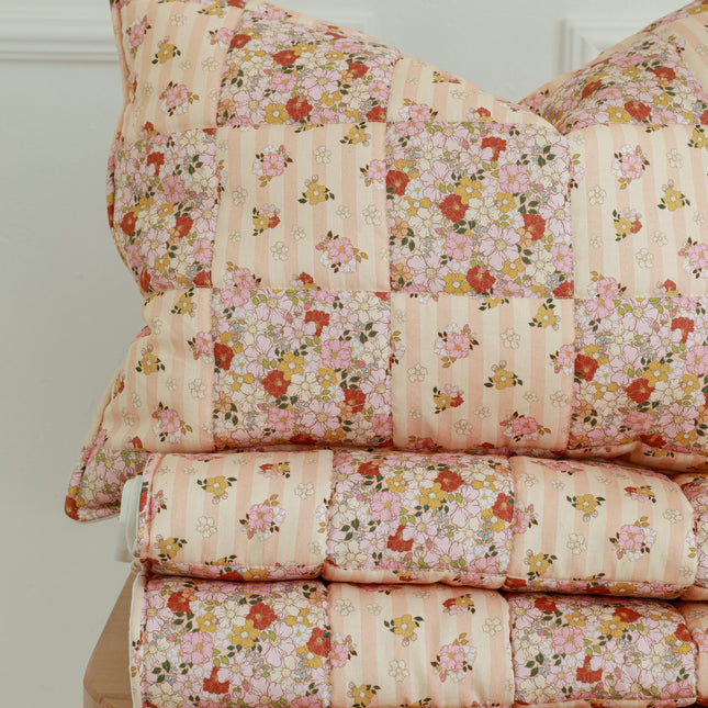 Cotton Quilted Patchwork Blanket + Pillow Set Small - Spring Garden - LoveStyle World
