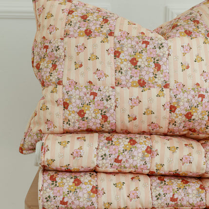 Cotton Quilted Patchwork Blanket + Pillow Set Large - Spring Garden