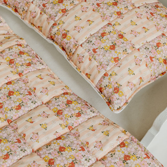 Cotton Quilted Patchwork Blanket + Pillow Set Large - Spring Garden - LoveStyle World