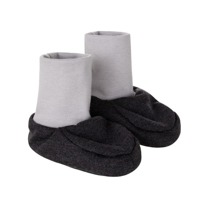 Dark Grey Lined Merino Wool Baby Booties