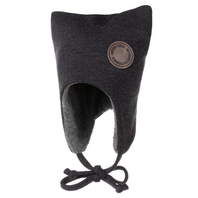 Dark Grey Merino Wool Tie-Up Baby Hat