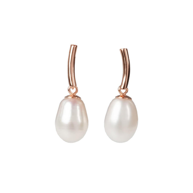 DayCharm Pearl Drop Earrings - Rose Gold and Silver - LoveStyle World