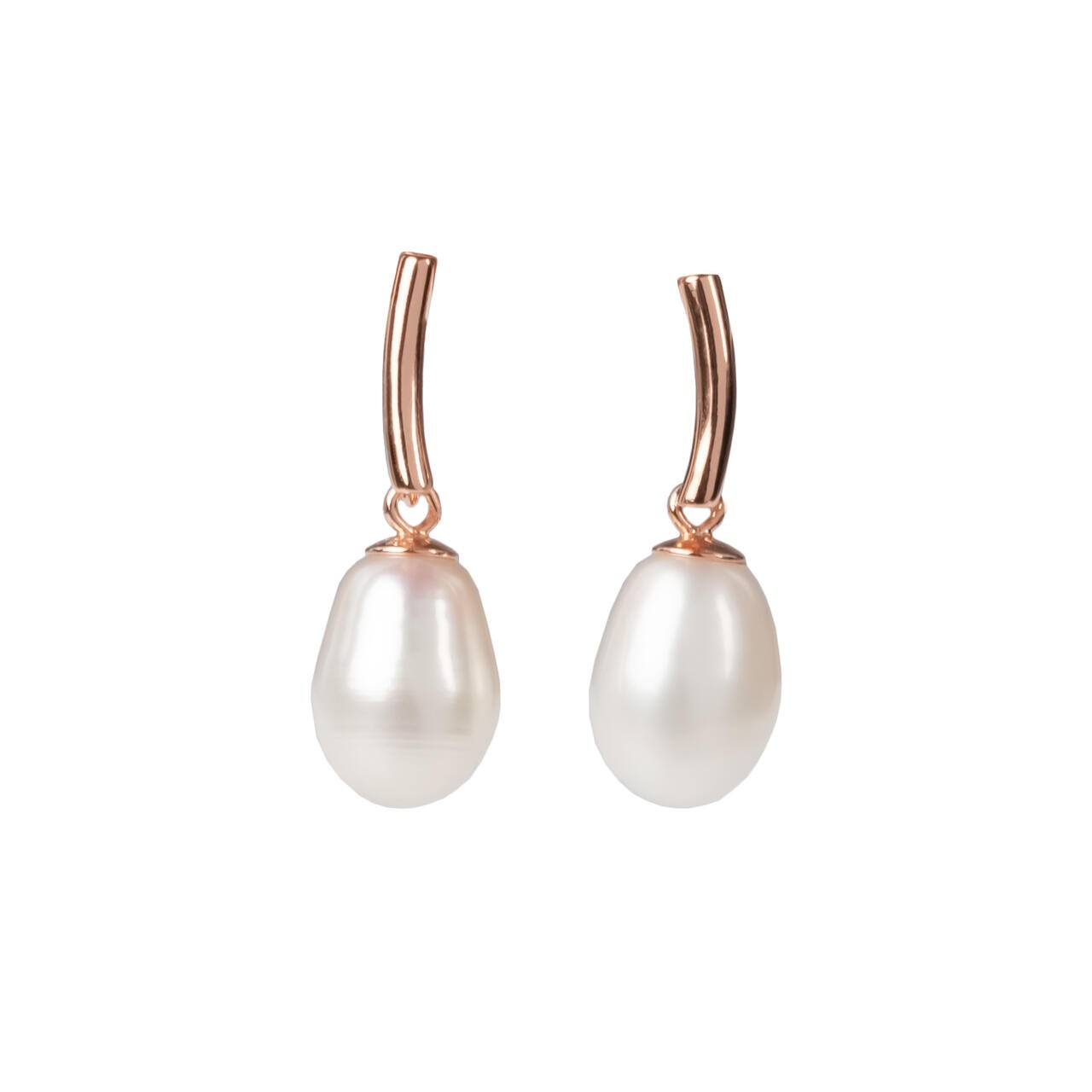 DayCharm Pearl Drop Earrings - Rose Gold and Silver