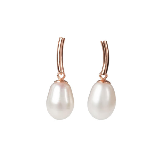 DayCharm Pearl Drop Earrings - Rose Gold and Silver