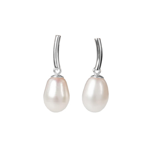 DayCharm Pearl Drop Earrings - Rose Gold and Silver