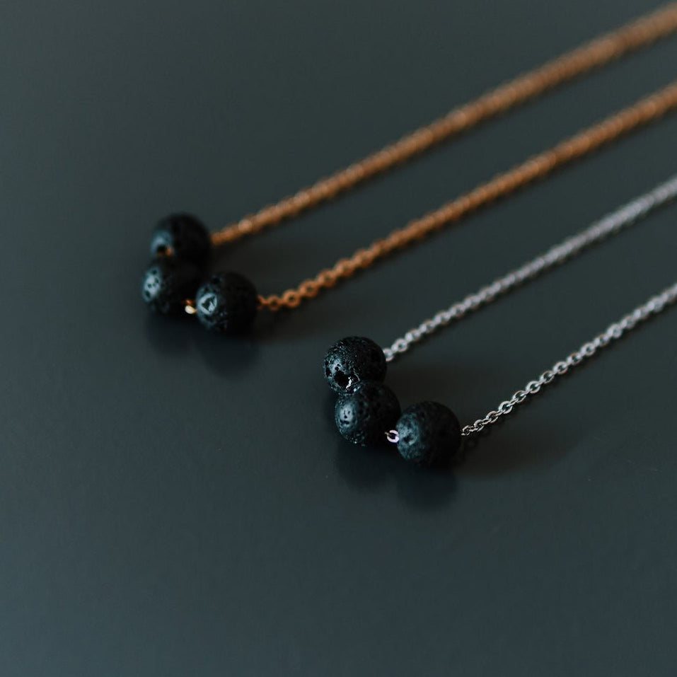 Diffuser Necklace with 3 Lava Beads
