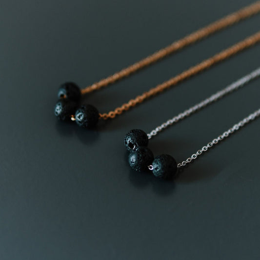Diffuser Necklace with 3 Lava Beads