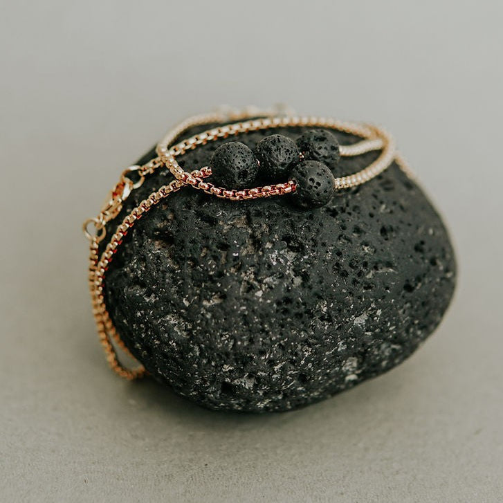 Diffuser Set, Necklace and Bracelet - Black Lava