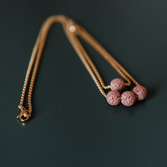 Diffuser Set, Necklace and Bracelet - Pink Lava