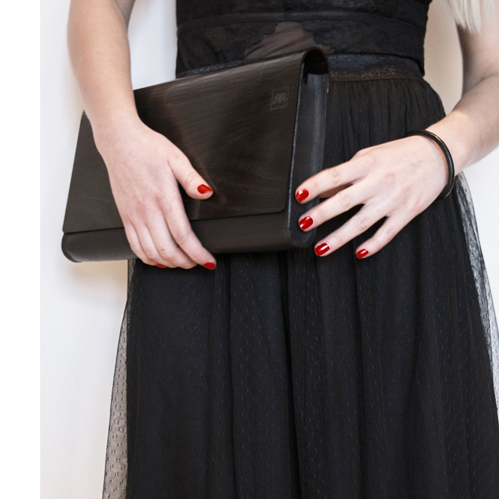 Small Glossy Wood Clutch