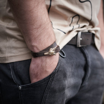 Wolf Leather Bracelet - Bronze Matte