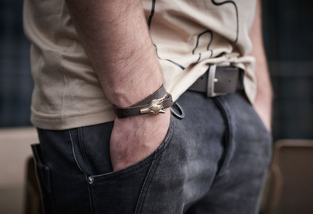 Wolf Leather Bracelet - Bronze Matte
