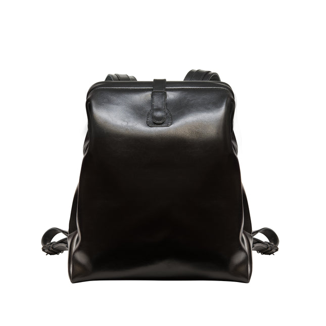 Black Leather Backpack - Medium & Large Size by RR - LoveStyle World