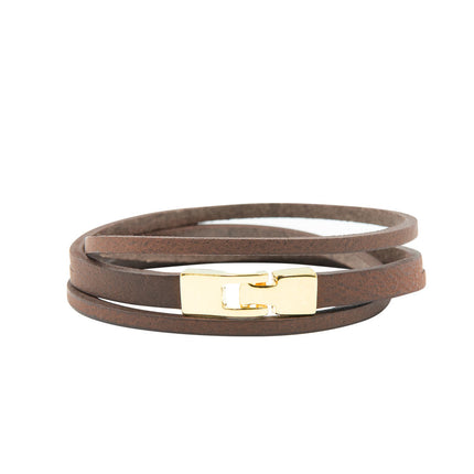 Double Wrap Slit Bracelet - Golden Hook Clasp