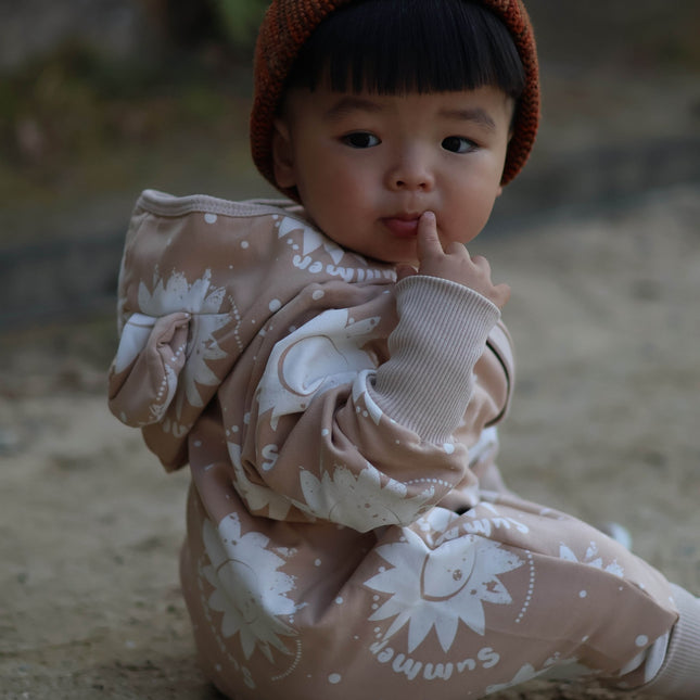 Eared Jumpsuit for Babies and Kids - Beige Suns - LoveStyle World