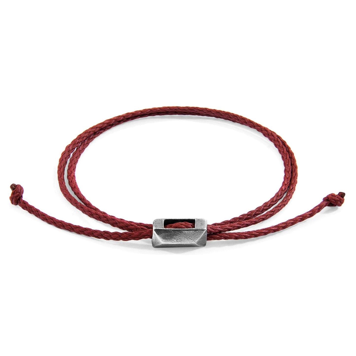 Edward Silver and Rope SKINNY Bracelet - Burgundy Red