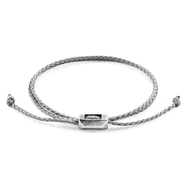 Edward Silver and Rope SKINNY Bracelet - Classic Grey - LoveStyle World