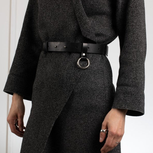 Black Leather Unisex Belt Oslo