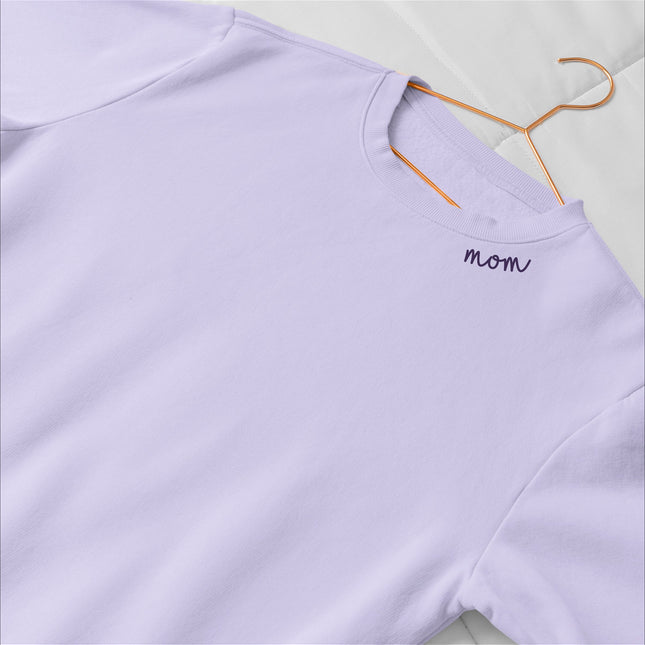 Embroidered Collar Organic Cotton Sweatshirt "Mom" - LoveStyle World