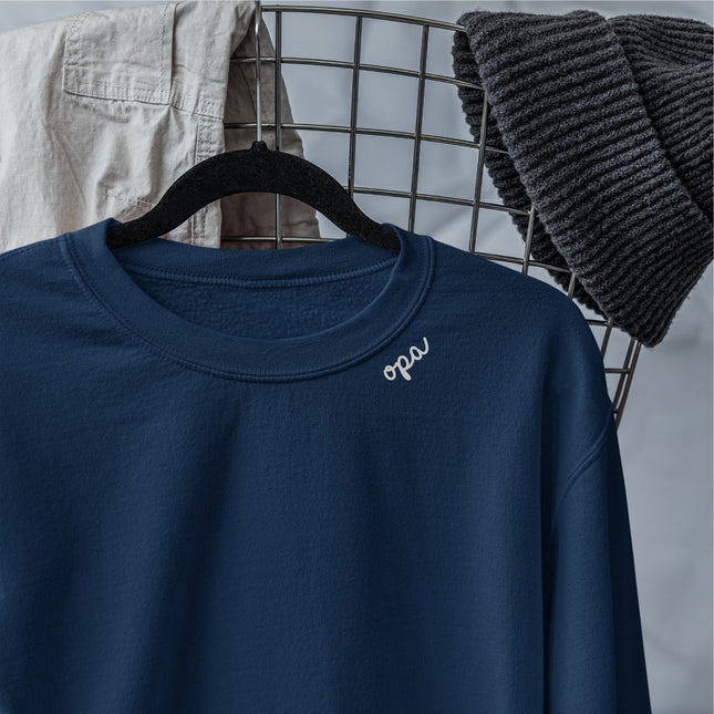 Embroidered Collar Organic Cotton Sweatshirt "Opa" (DE) - LoveStyle World