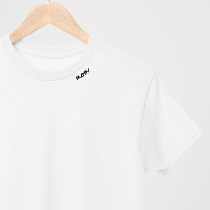 Embroidered Collar Organic Cotton T-shirt "Mom"