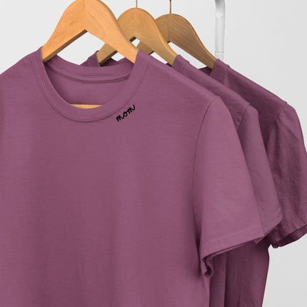 Embroidered Collar Organic Cotton T-shirt "Mom"