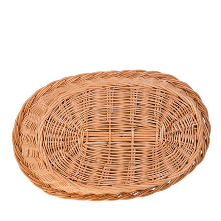 Enovia Natural Wicker Dog Bed With Grey And Pink Cushion, 60x43 cm