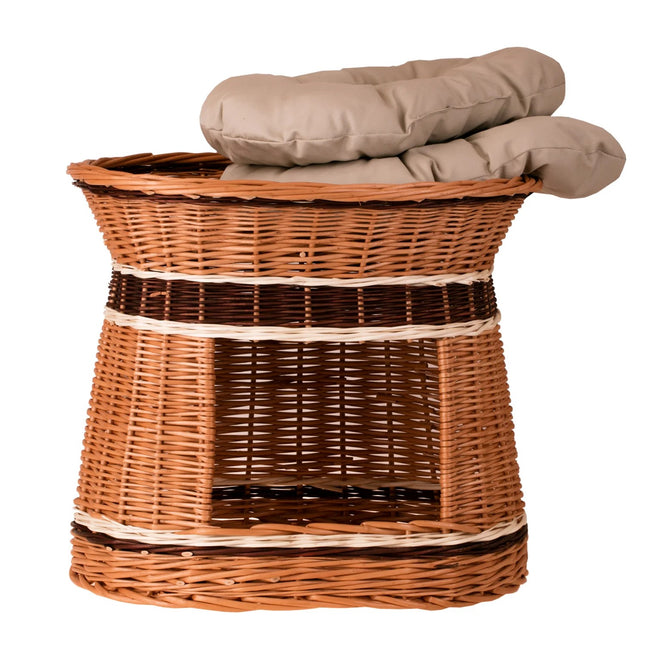 Erif Wicker House For Cat And Small Dog With Two Cushions