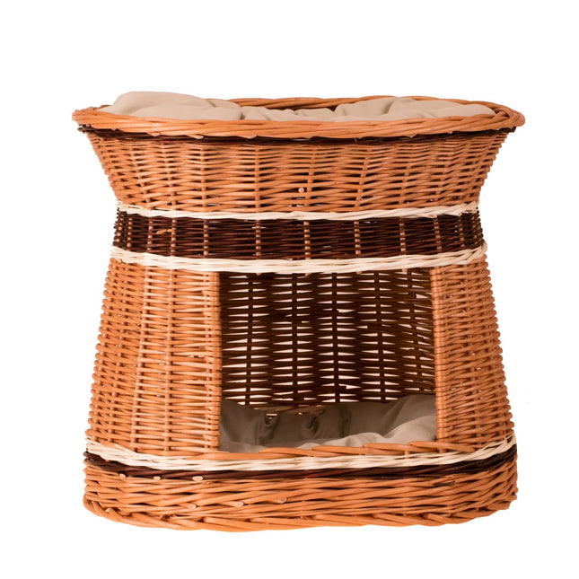 Erif Wicker House For Cat And Small Dog With Two Cushions - LoveStyle World