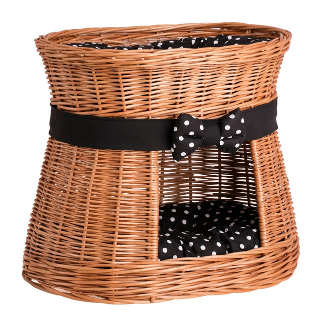 Erif Wicker Cat House With Black Cushions