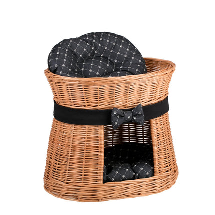 Erif Wicker Cat House With Black Cushions