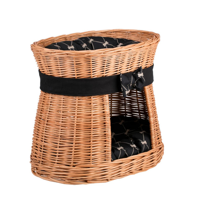 Erif Wicker Cat House With Black Cushions