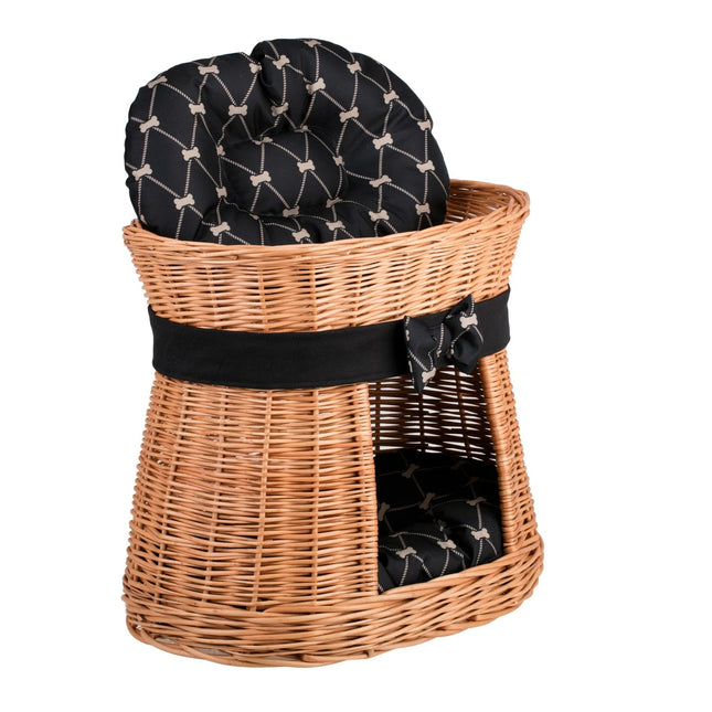 Erif Wicker Cat House With Black Cushions