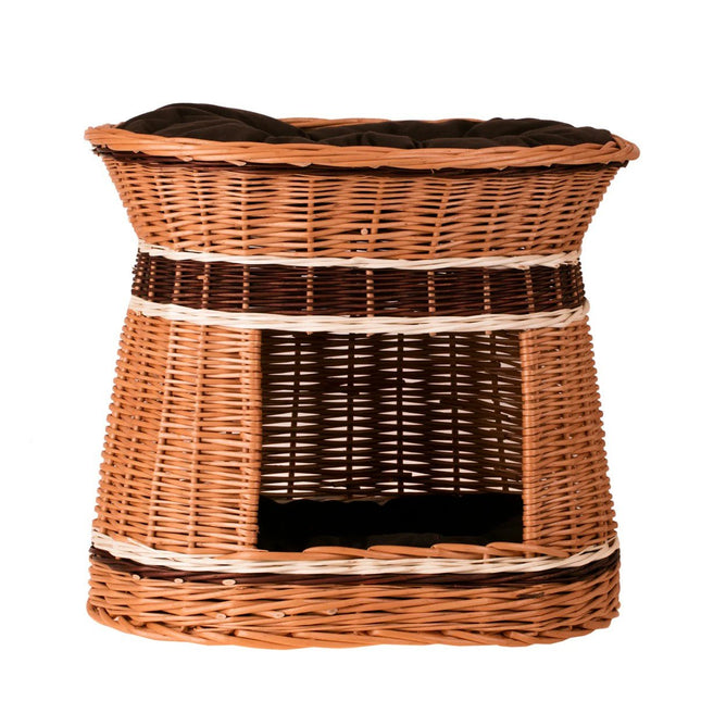 Erif Wicker Cat House With Brown Cushions - LoveStyle World