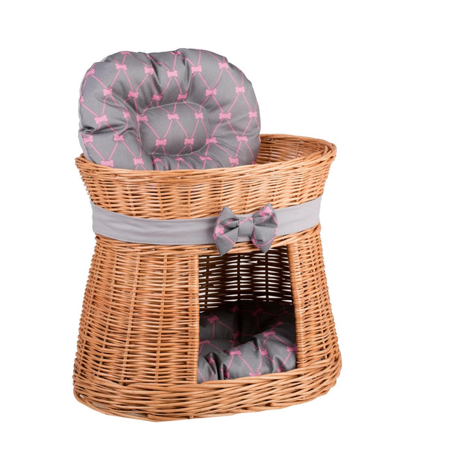 Erif Wicker Cat House With Grey Cushions - LoveStyle World