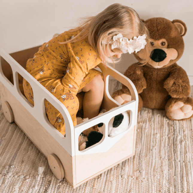 Kids Toy Storage Box on Wheels - Bus - LoveStyle World