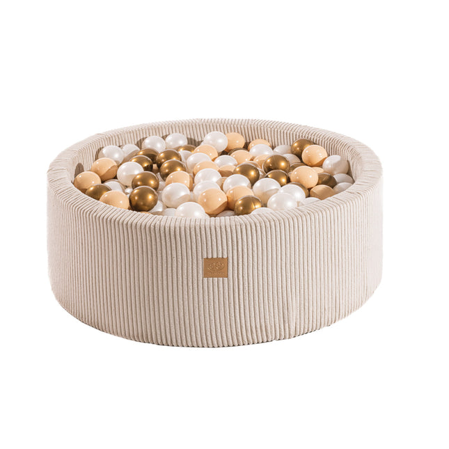 Ball Pit Round With 200 balls, 90x30cm - Velvet Ecru - LoveStyle World