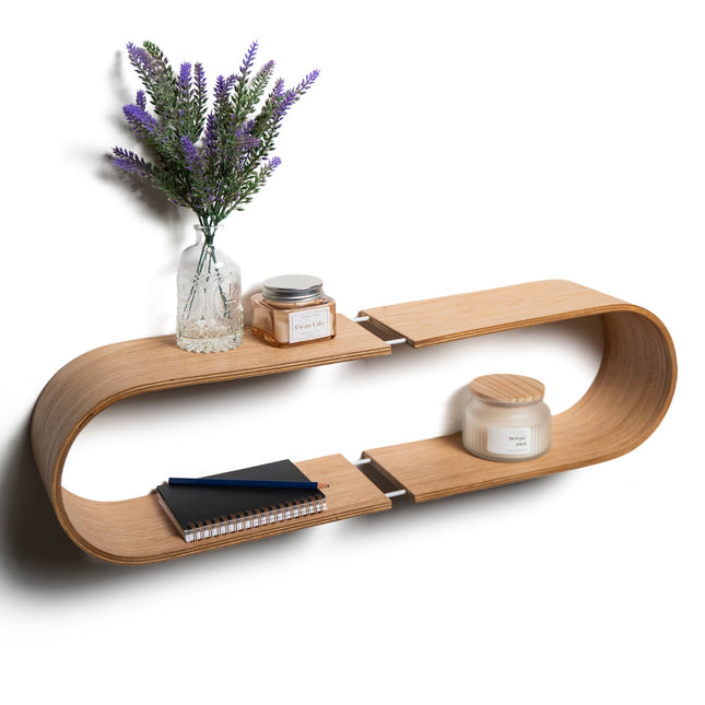 Floating Wooden Wall Shelf - Oval - LoveStyle World