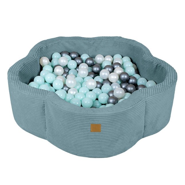 Baby Ball Pit, Foam, Without Balls - Aesthetic Turquoise Flower - LoveStyle World