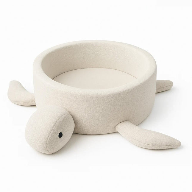 Baby Ball Pit, Foam, Without Balls - Turtle Cheesecake Cream Beige Boucle - LoveStyle World